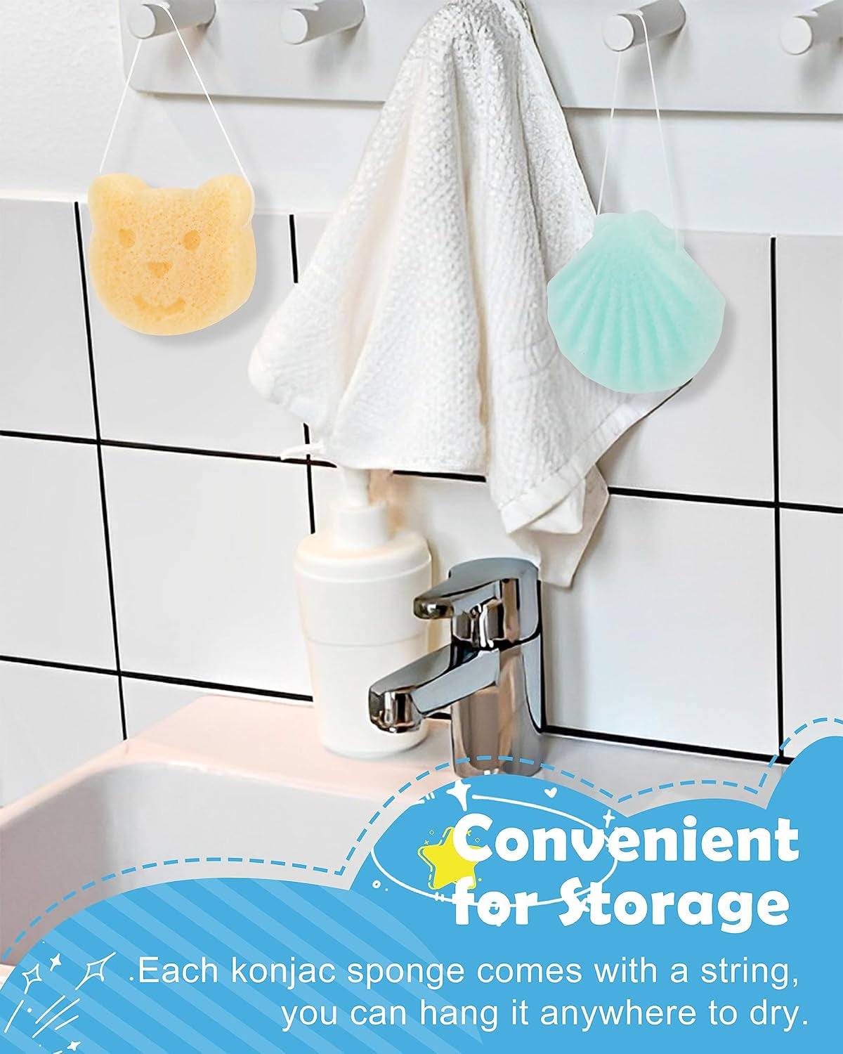 Konjac Baby Sponge for Bathing, 5Pcs 