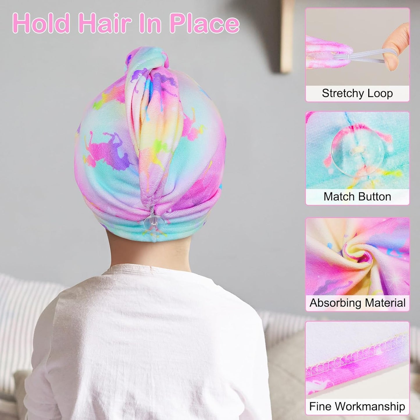 Microfiber Hair Towel Wrap for Kids