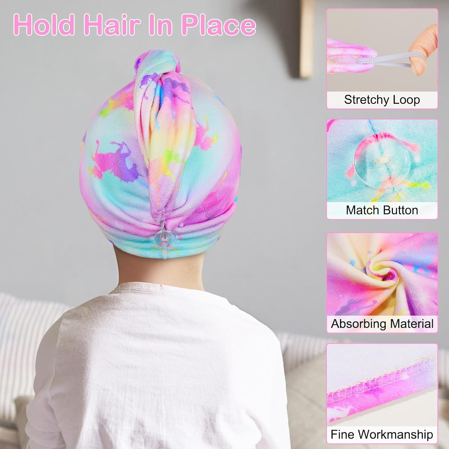 Microfiber Hair Towel Wrap for Kids