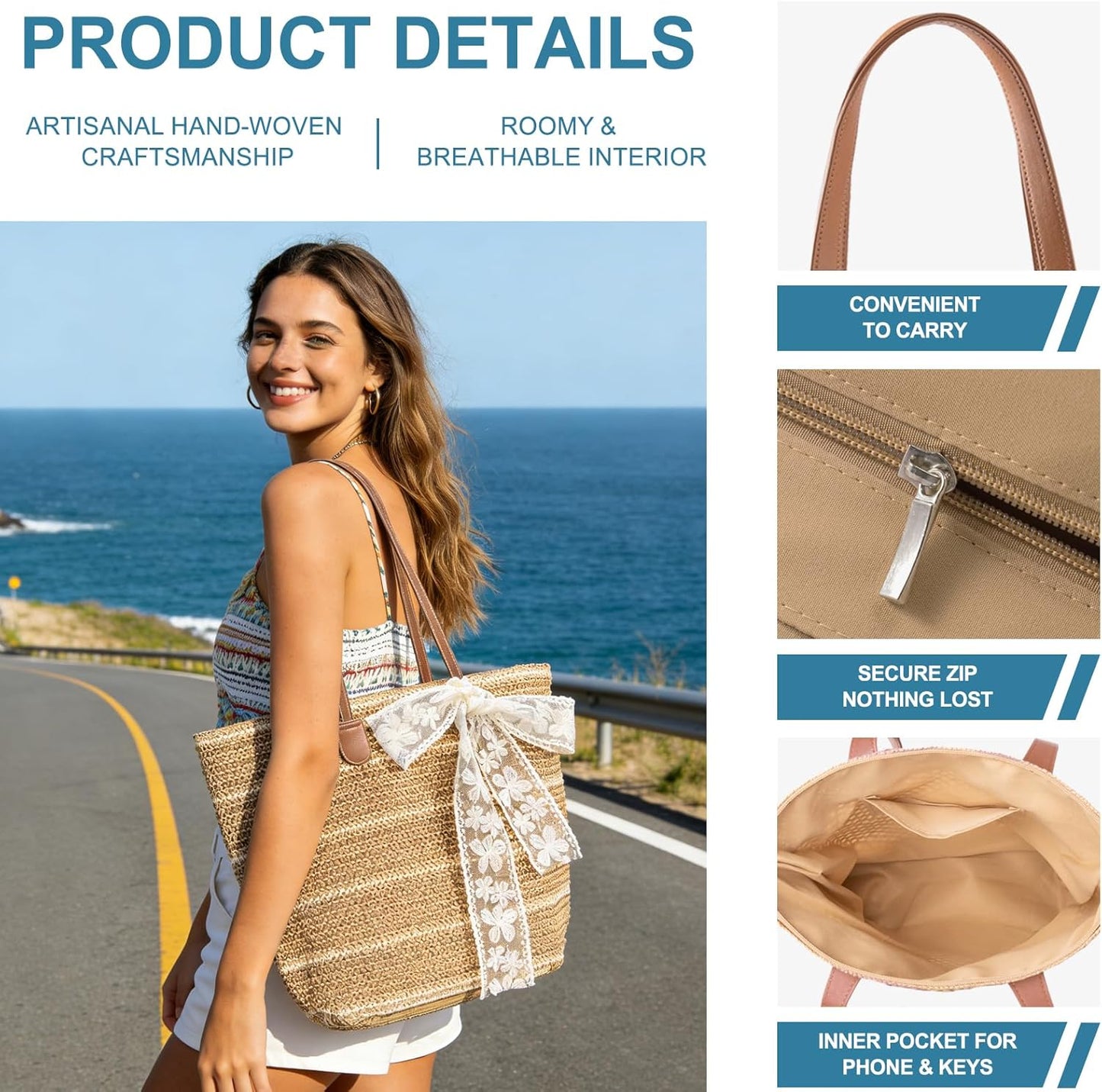 Straw Beach Tote Bag for Women 2026 