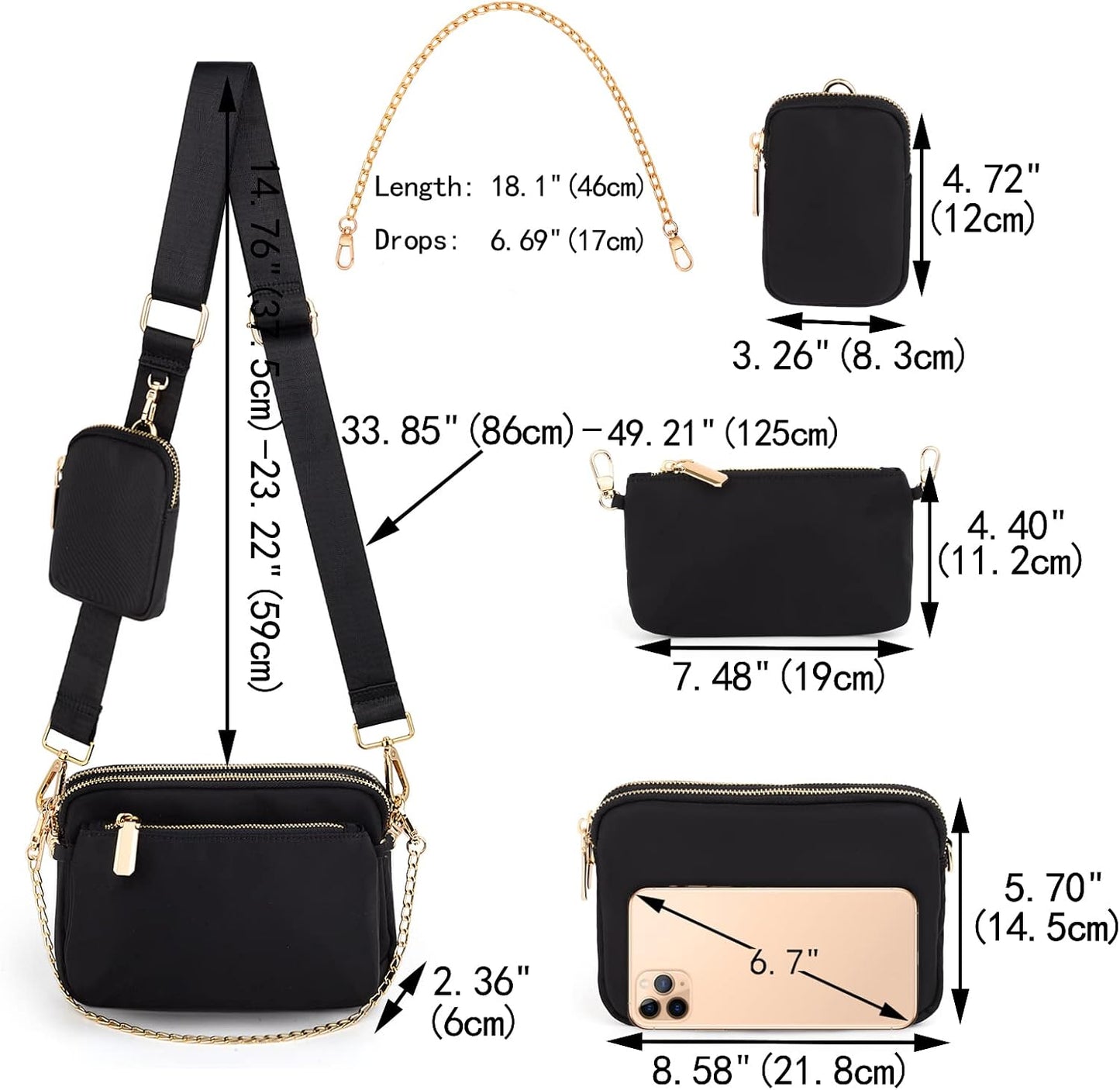 Small Crossbody Bags for Women 3 in 1