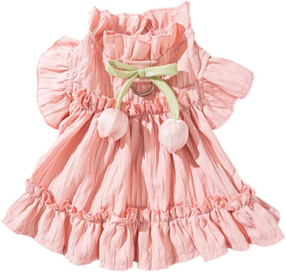 Adorable Ruffles Dog Dress with Bow Cute