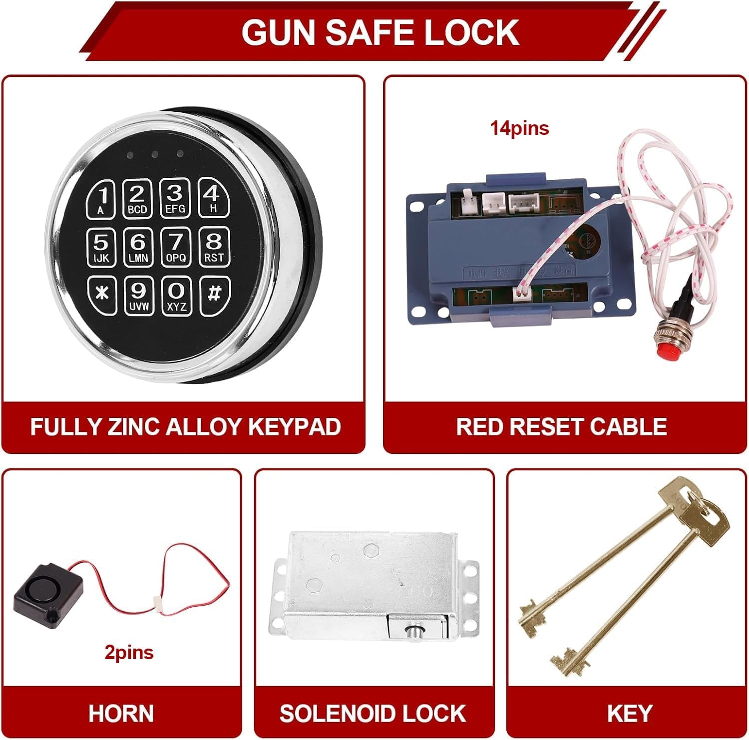 Gun Safe Lock with Solenoid, Electronic