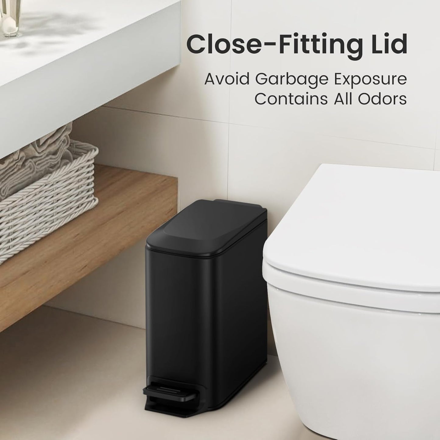 Small Bathroom Trash Can with Lid 