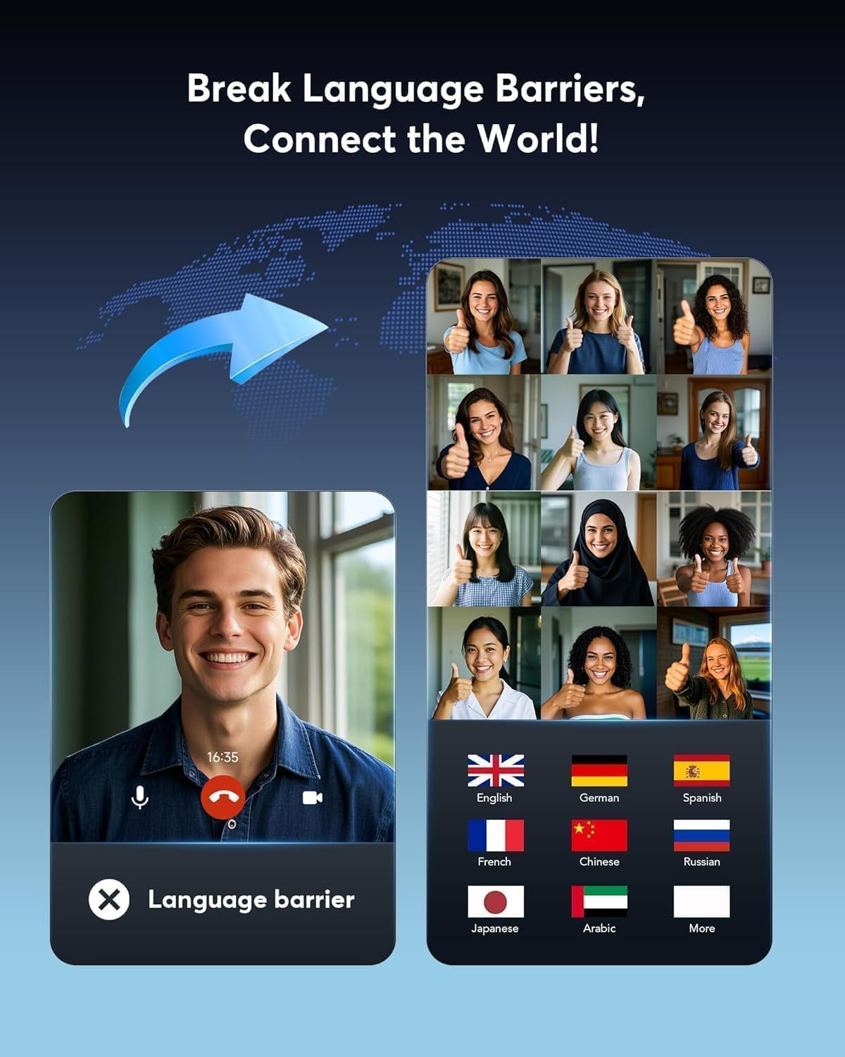 AI Translation Earbuds,Real-Time Two-Way