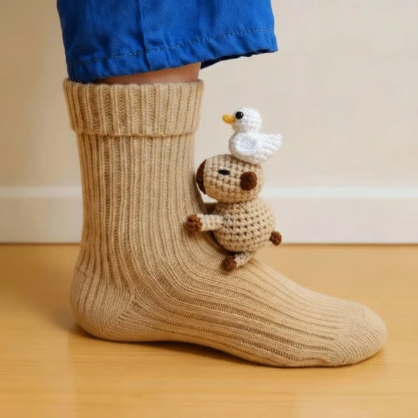 Animal Print Knitted Floor Socks