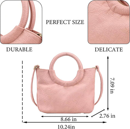 Women Woven Handle Bag PU Leather 
