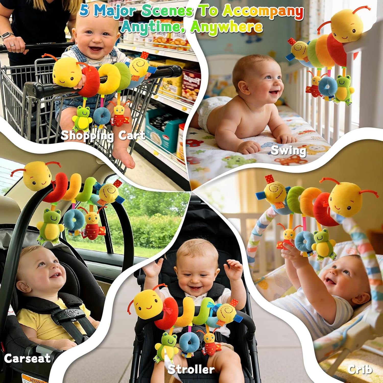Spiral Car Seat Toys - Baby Sensory Soft