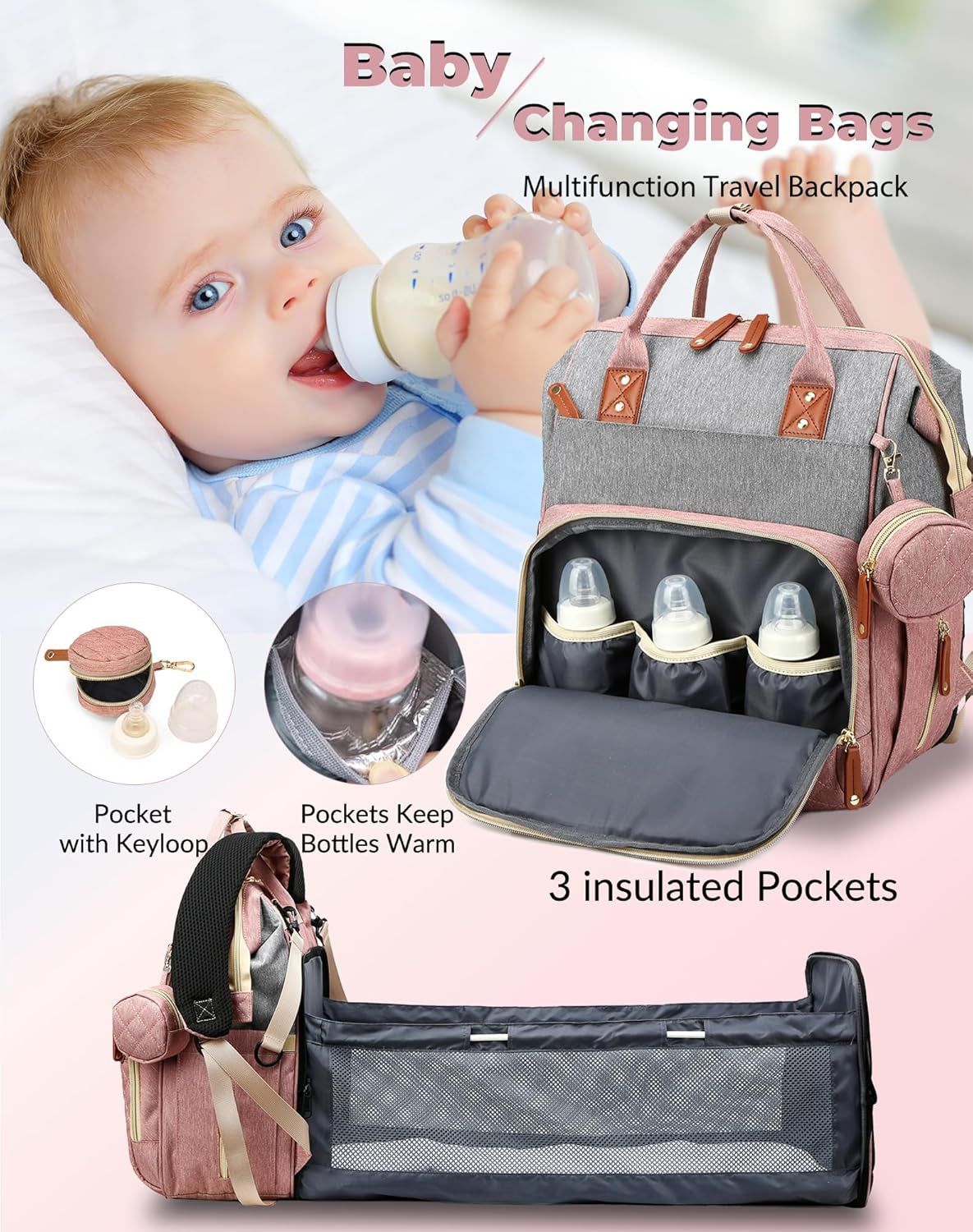 Diaper Bag Backpack with Changing Statin