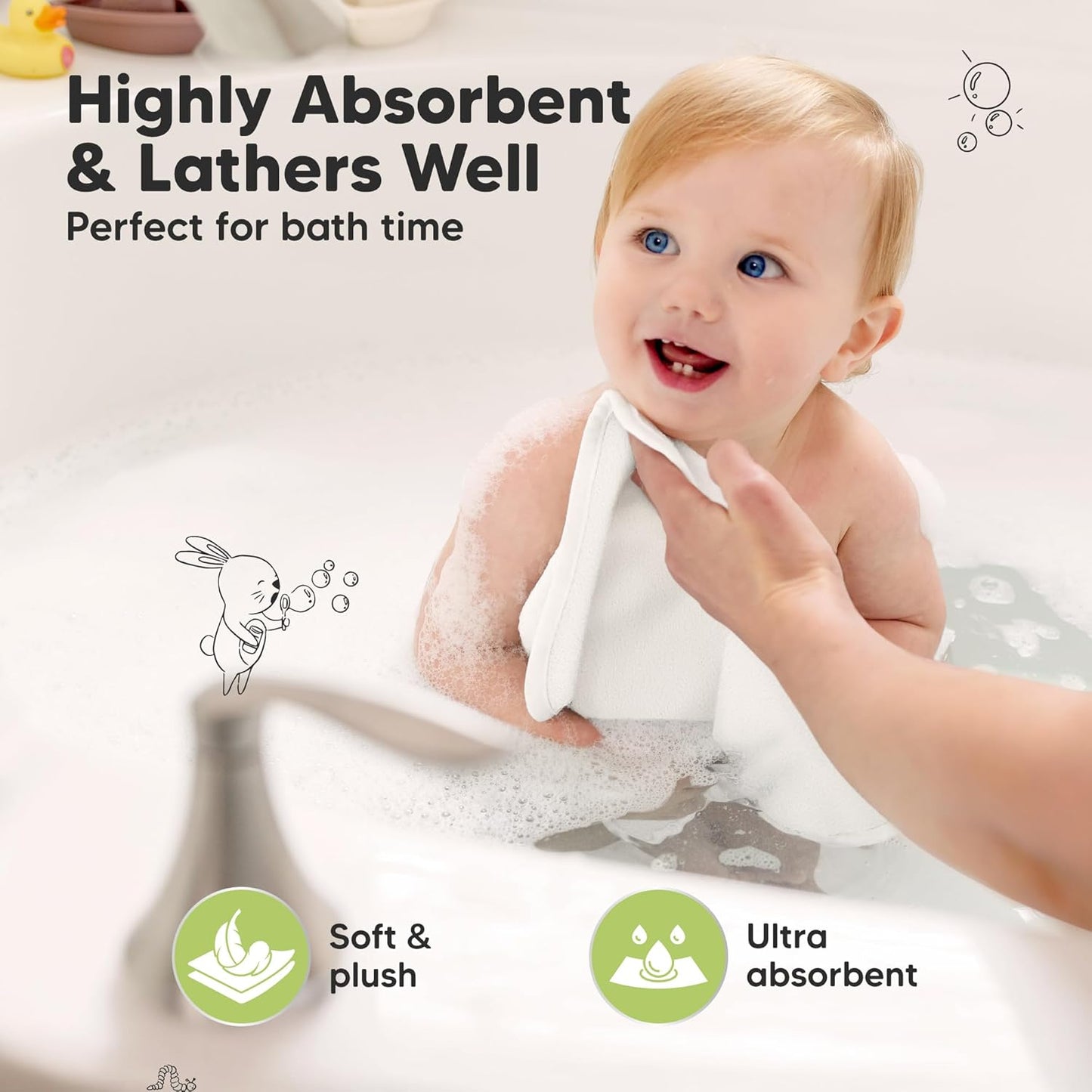 6-Pack Baby Washcloths – Soft Absorbent