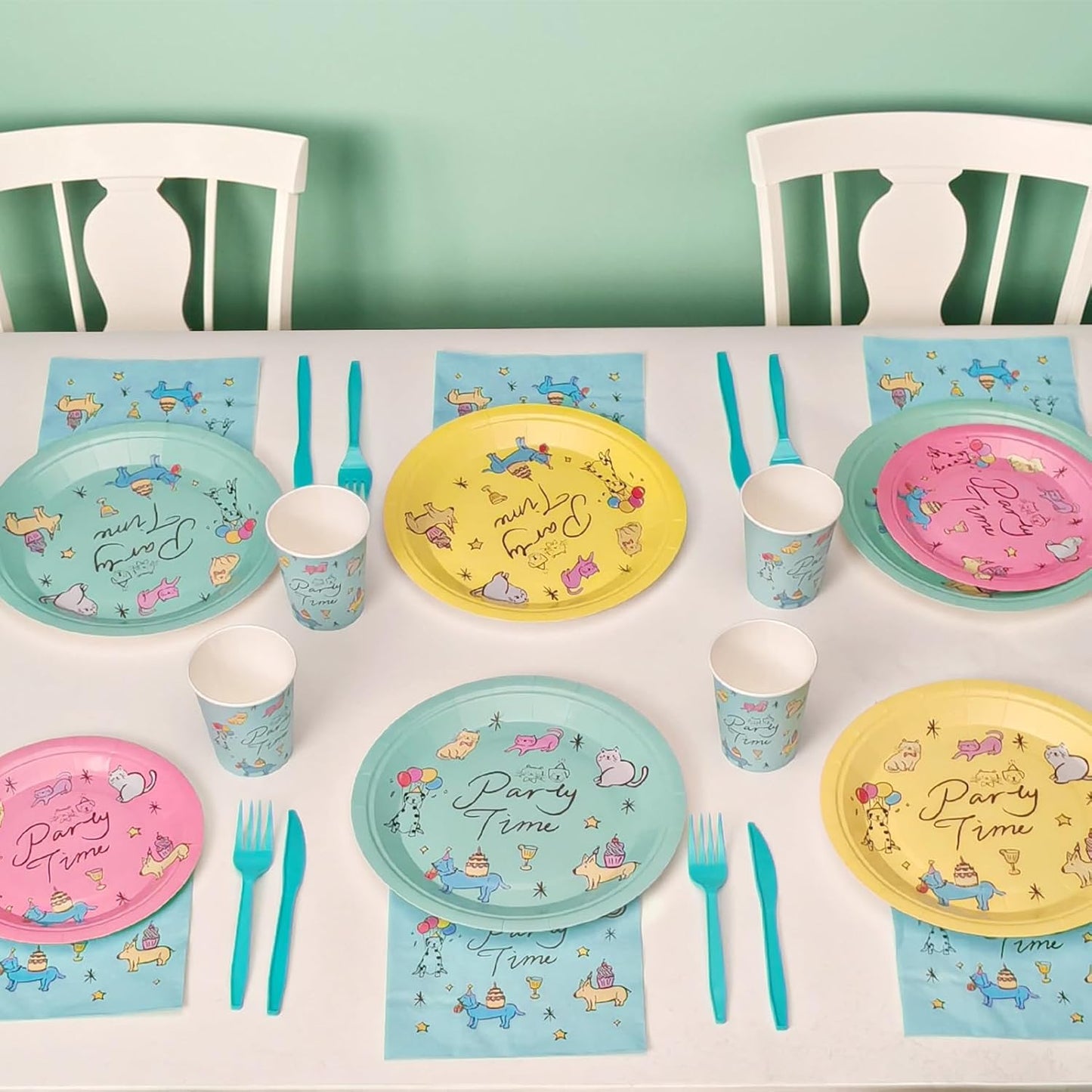 144Pcs Dog Cat Birthday Party Supplies