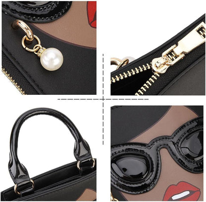 Women Novelty Lady Face Shoulder bag