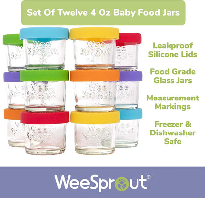 Glass Baby Food Storage Jars W/Silicone