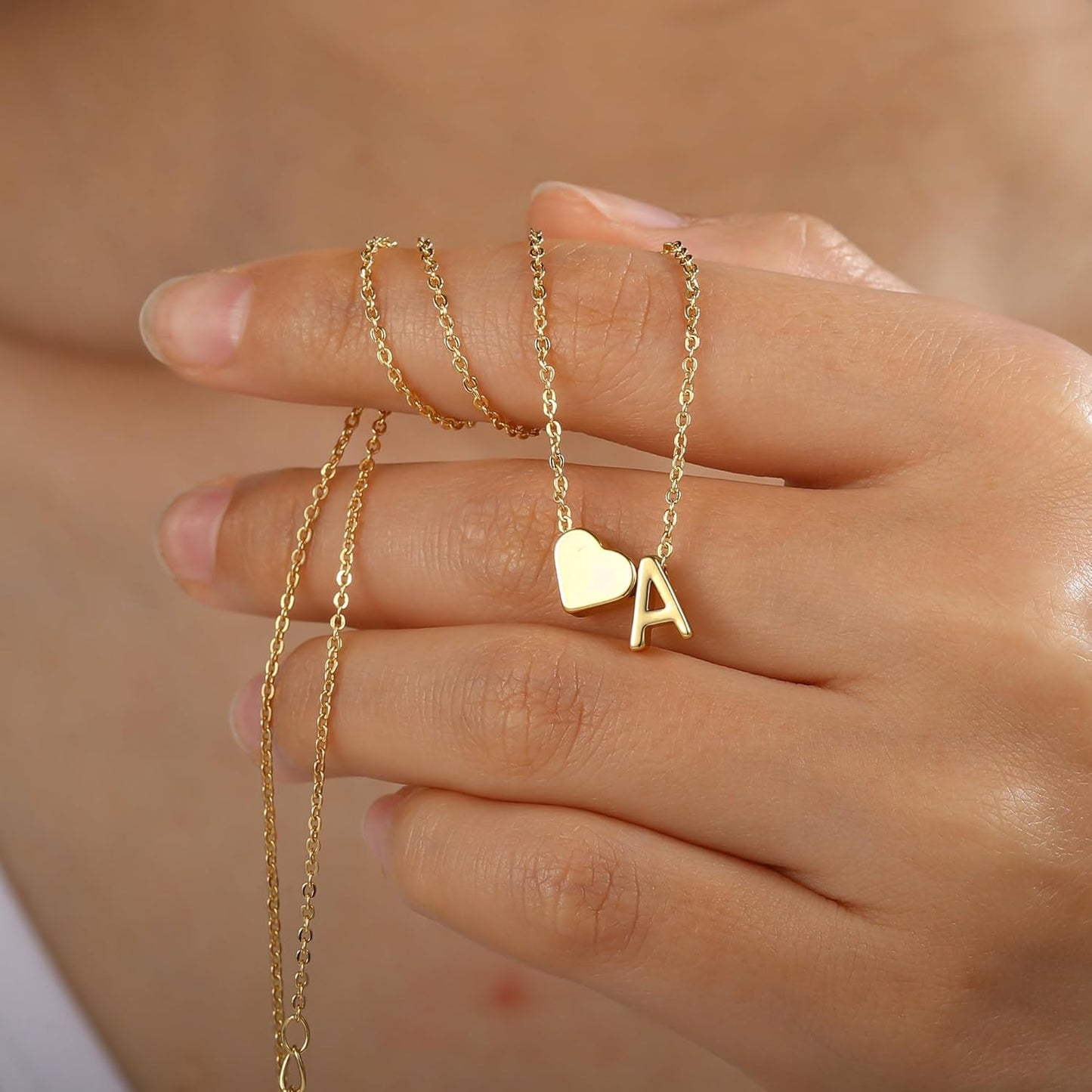 Heart Initial Necklace for Women