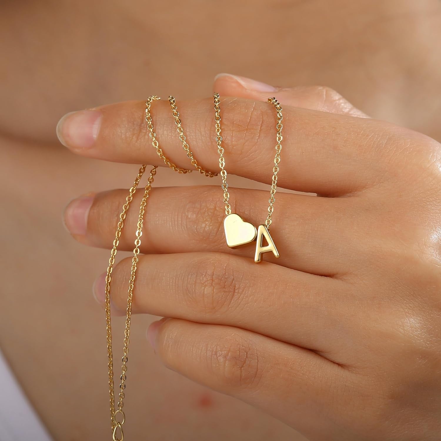 Heart Initial Necklace for Women