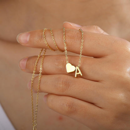 Heart Initial Necklace for Women