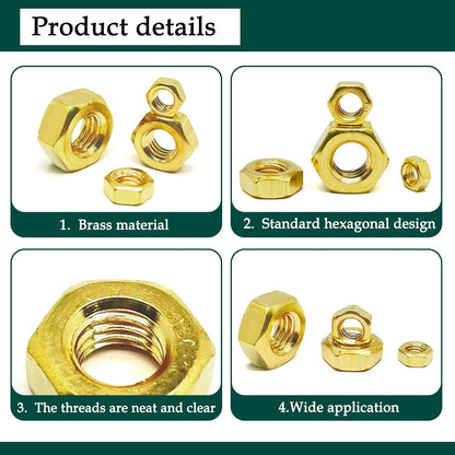 10 Pcs M8-1.25Mm Brass Hex Nut,Metric