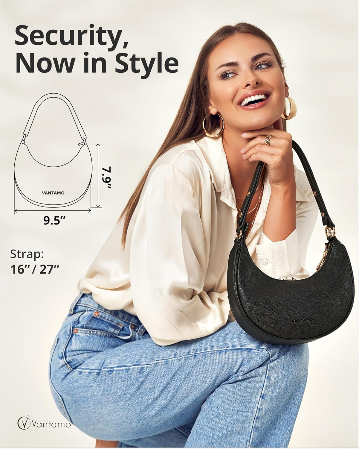 Crescent Bags for Women with RFID 