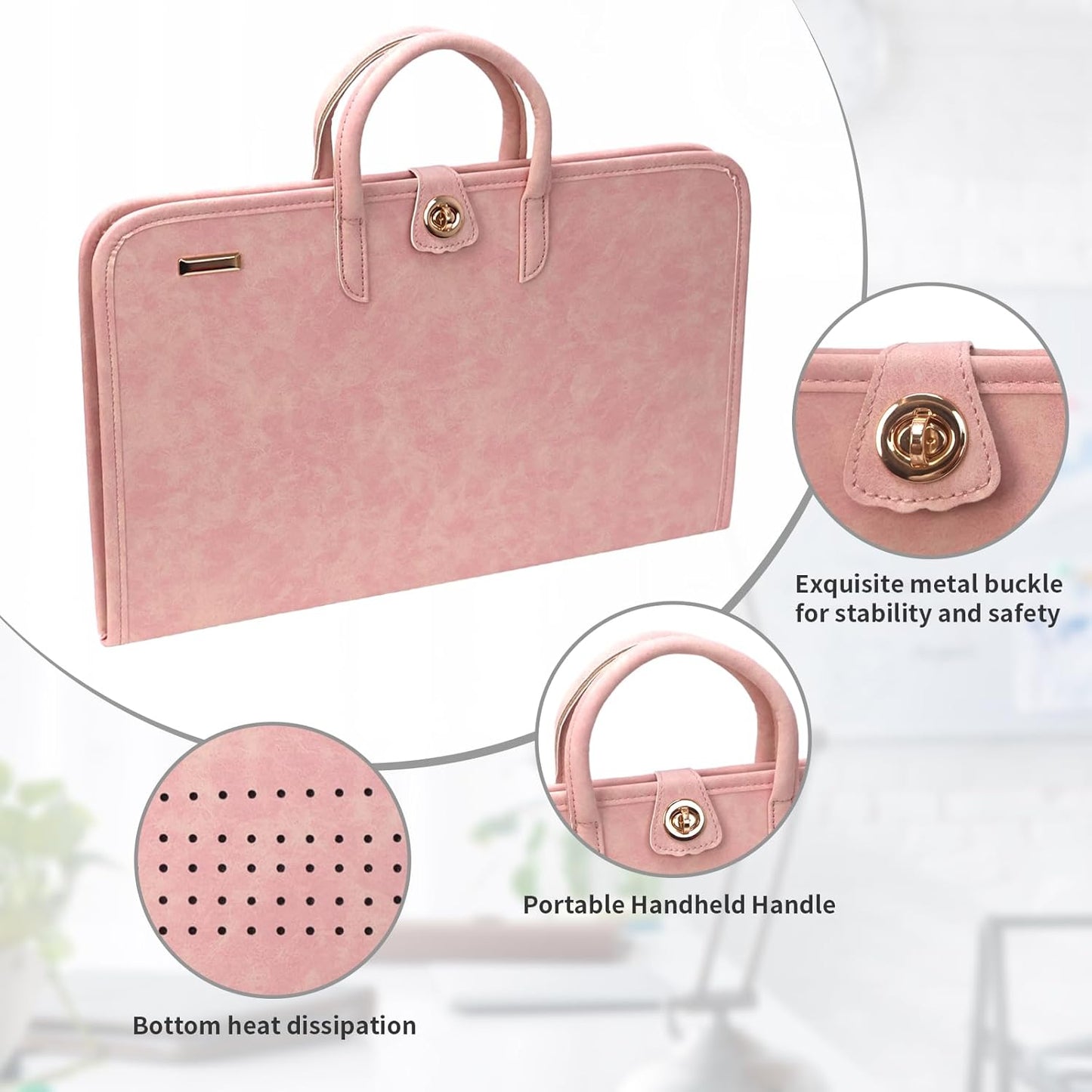 PU Laptop Sleeve Pink with Handle 