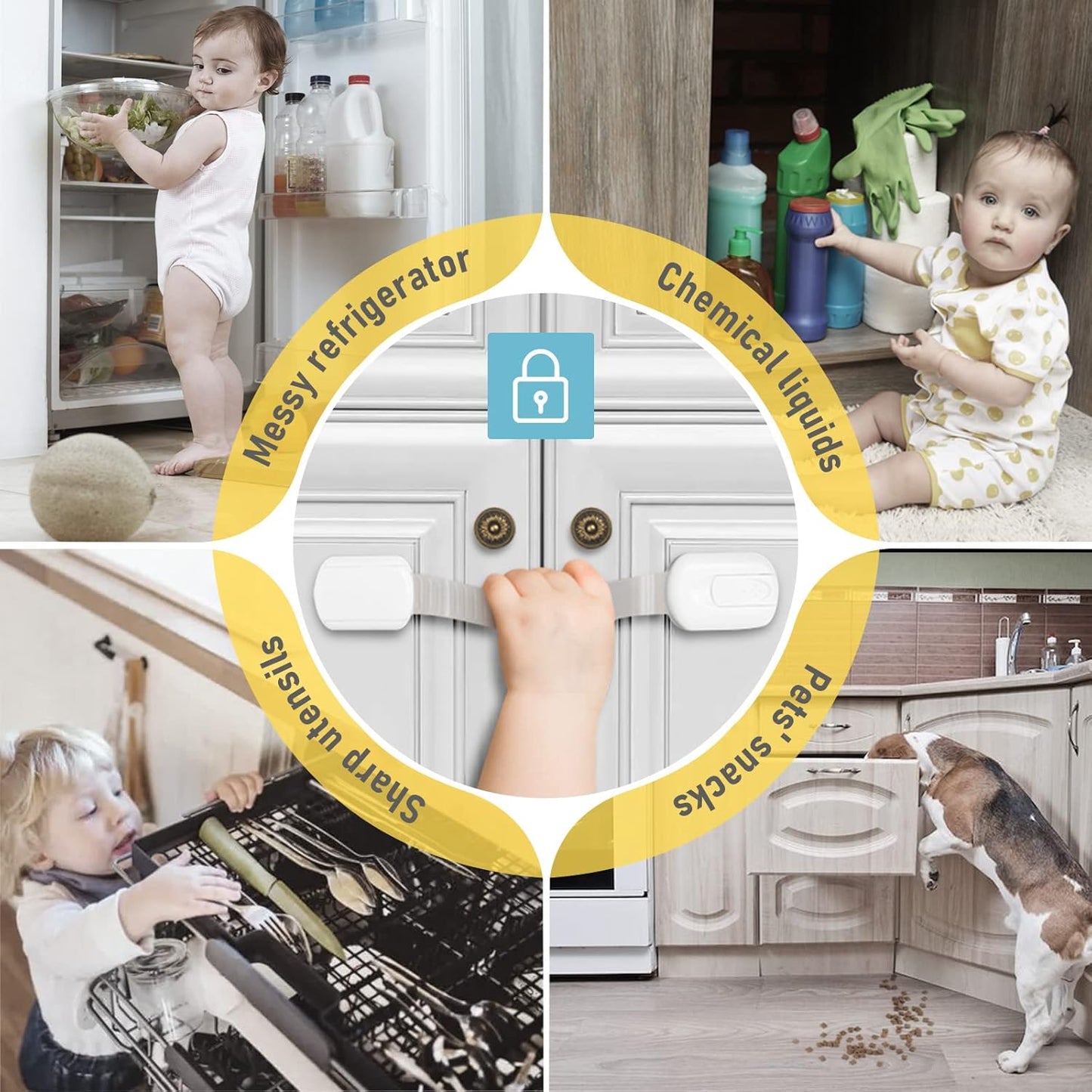 14Pack Child Proof Cabinet Lock for Baby