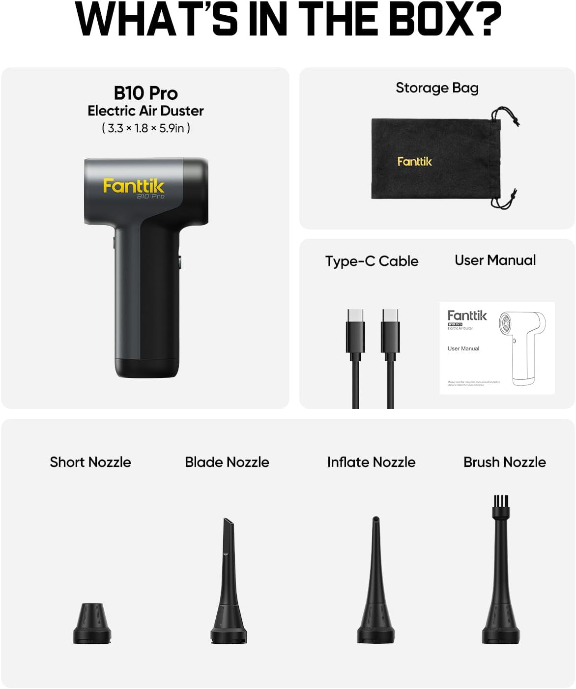 B10 Pro Electric Air Duster, 110000RPM 