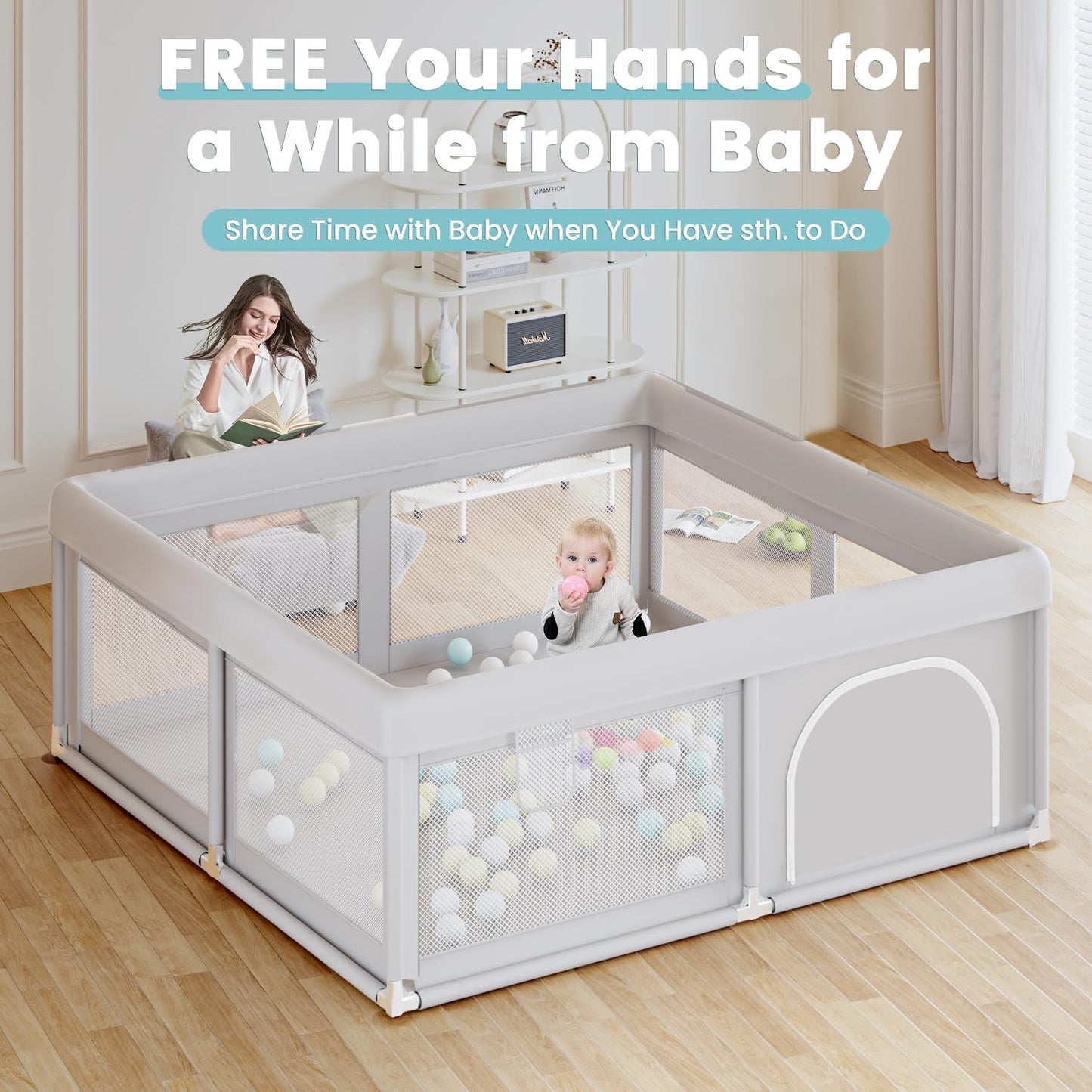 Baby Playpen 50X50 Inch, Play Pens 