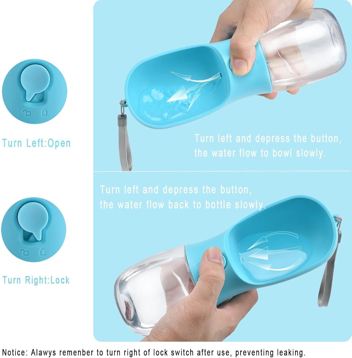 Dog Water Bottle with Food Container