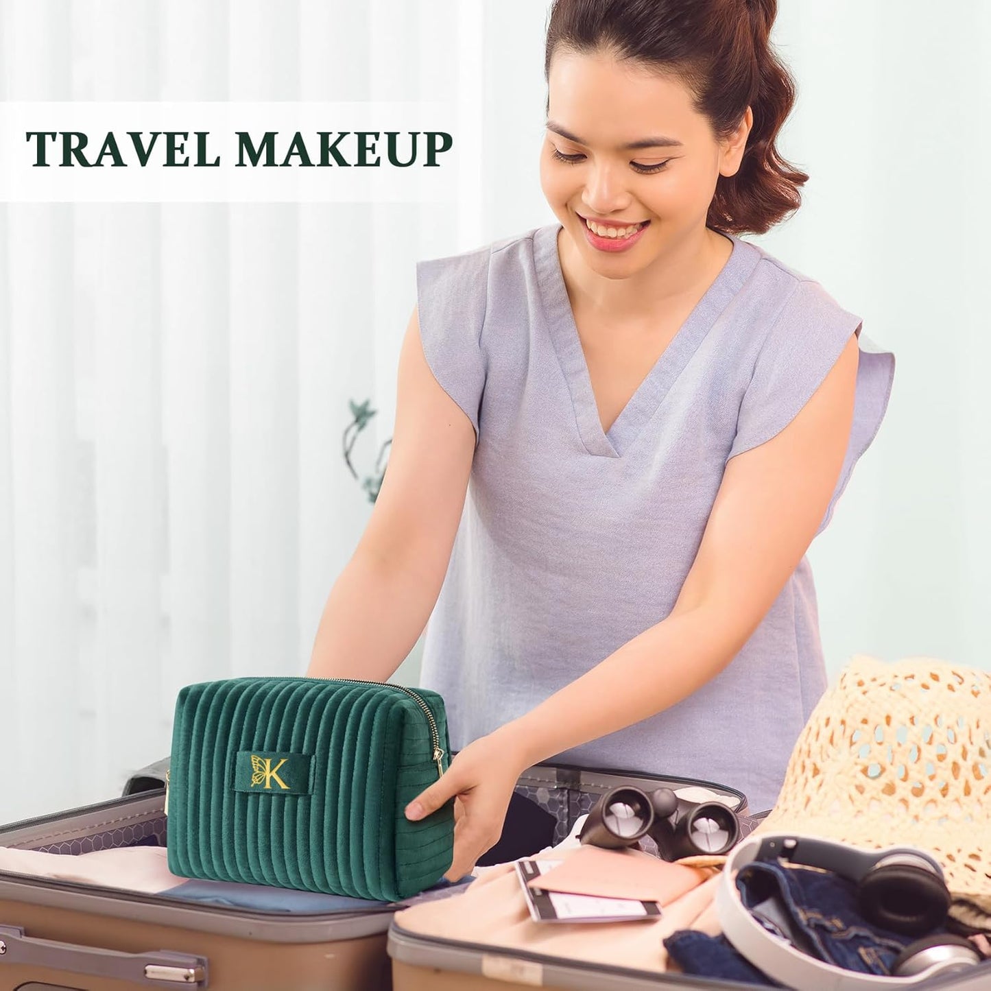 Travel Makeup Bag Quilted Make up Pouch