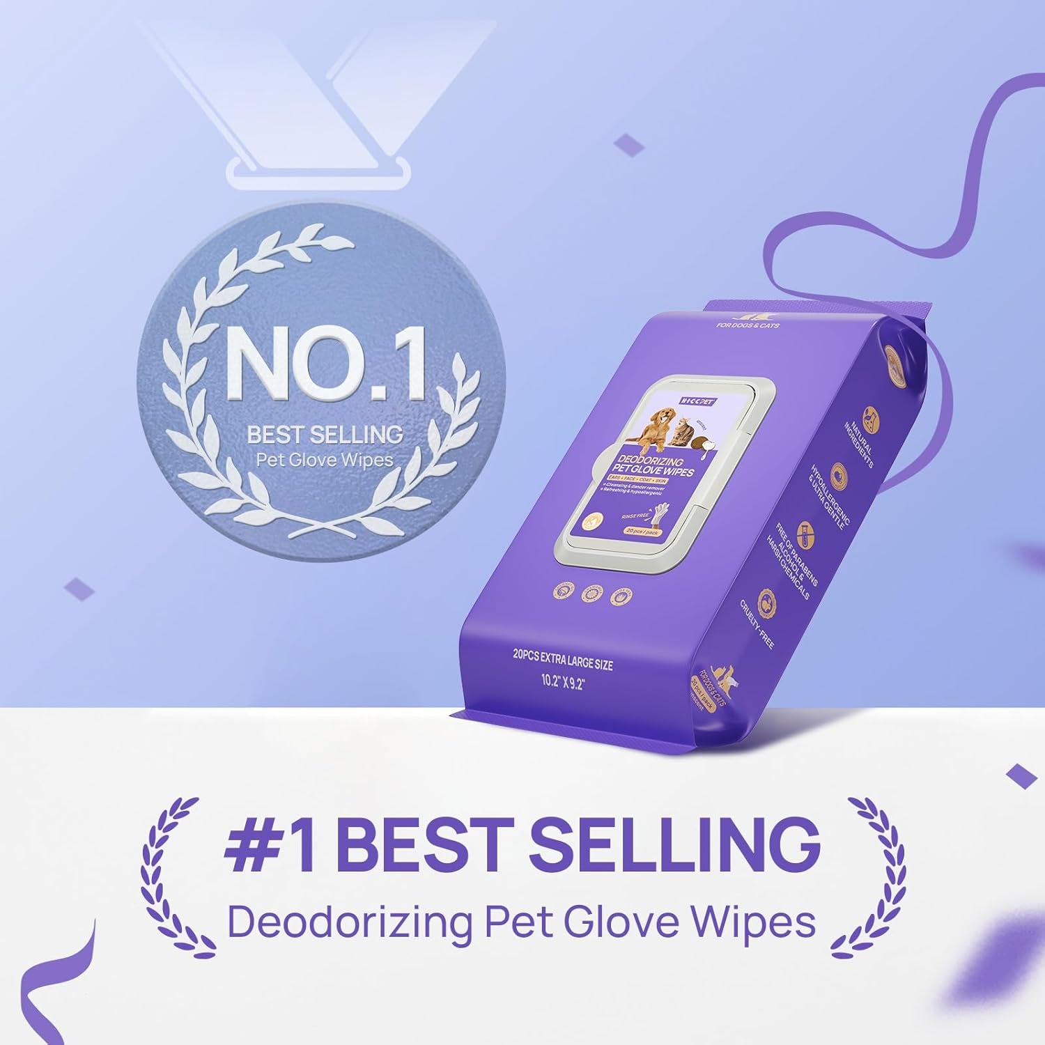 Cleaning Deodorizing Glove Wipes for Dog