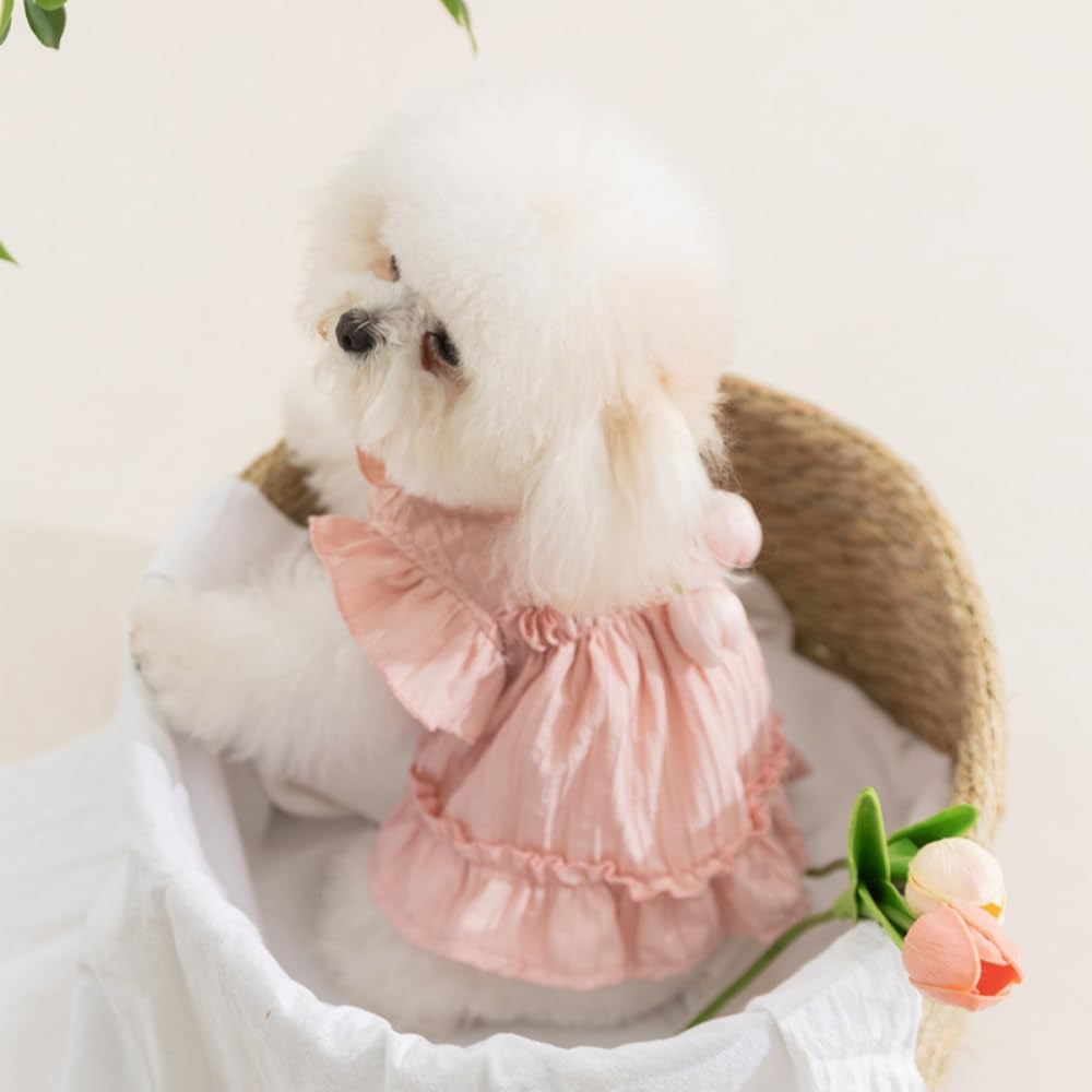 Adorable Ruffles Dog Dress with Bow Cute