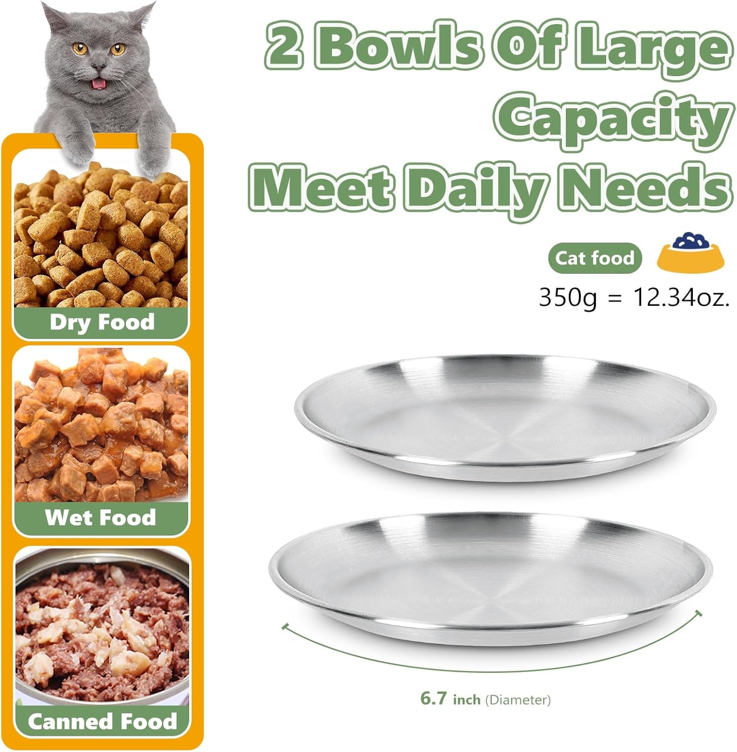 4-Pack Stainless Steel Cat Food Bowls