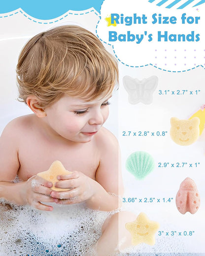 Konjac Baby Sponge for Bathing, 5Pcs 