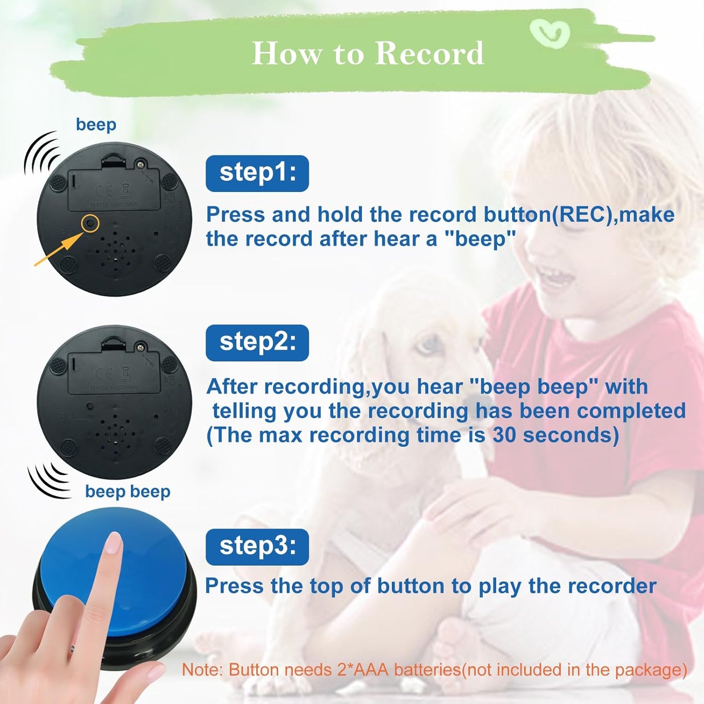 Set of 4 Dog Buttons for Communication