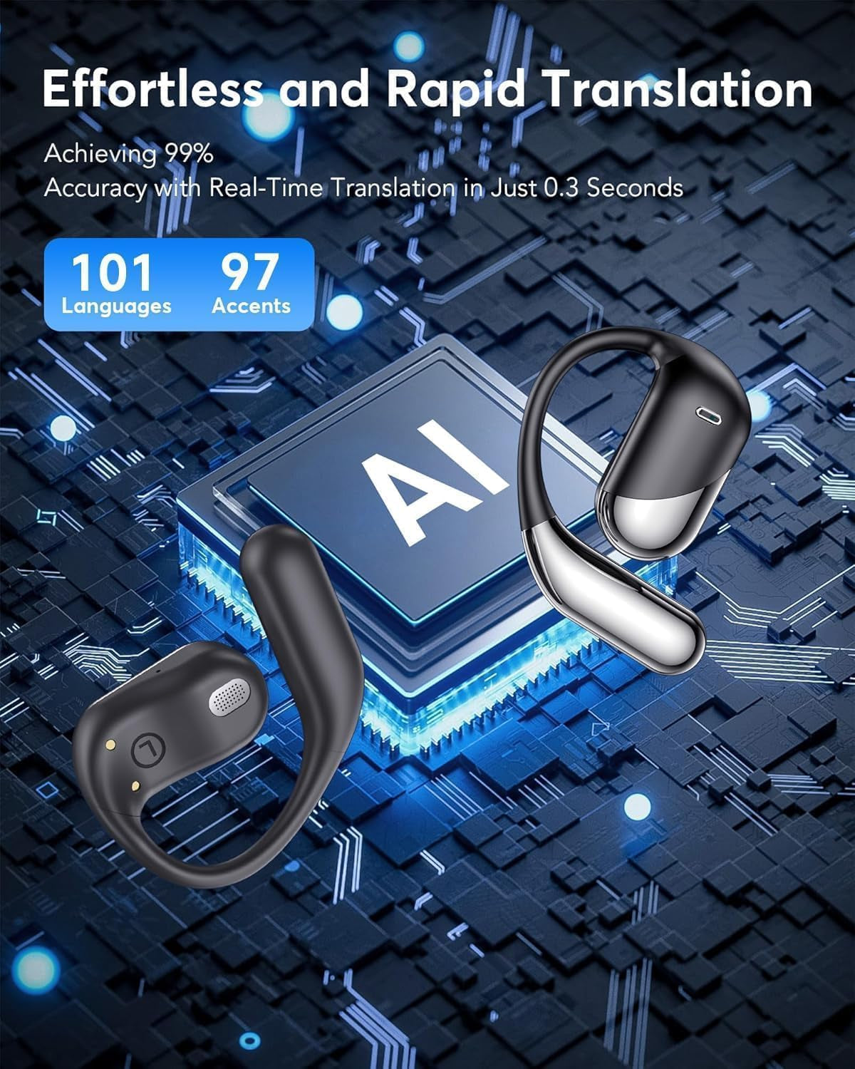 AI Translation Earbuds,Real-Time Two-Way