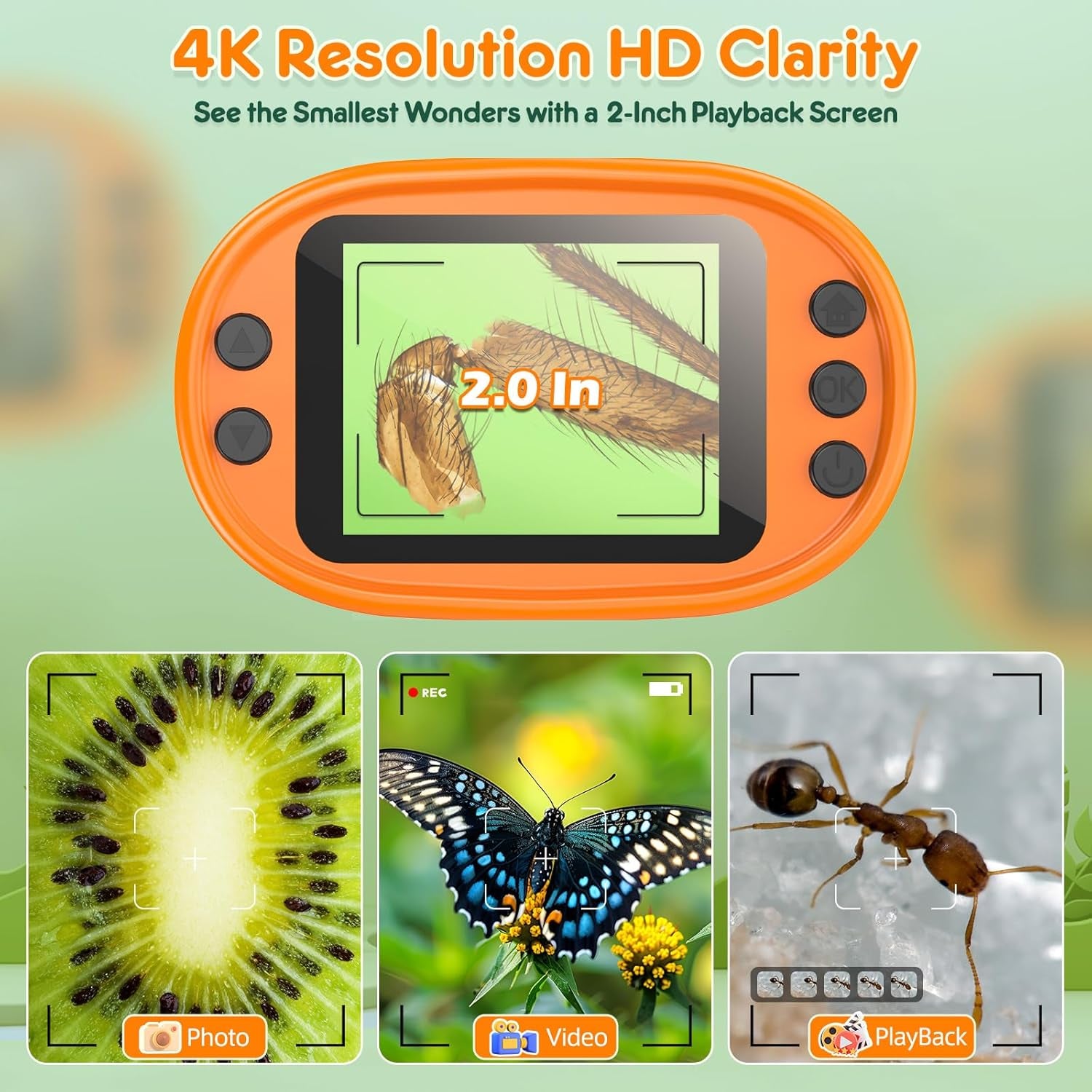 1000X Handheld Microscope for Kid 4K 2.0