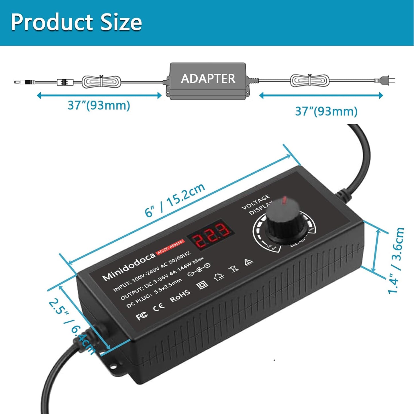 144W Power Supply Adjustable DC 3V ~