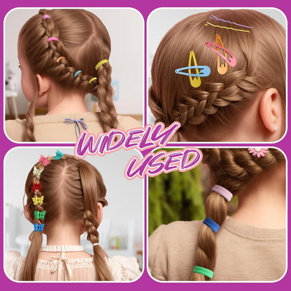Elastic Hair Ties, Hair Accessories for Girls, Colorful Baby Elastic Hair Bands Set Rubber Bands for Hair with Hair Clips