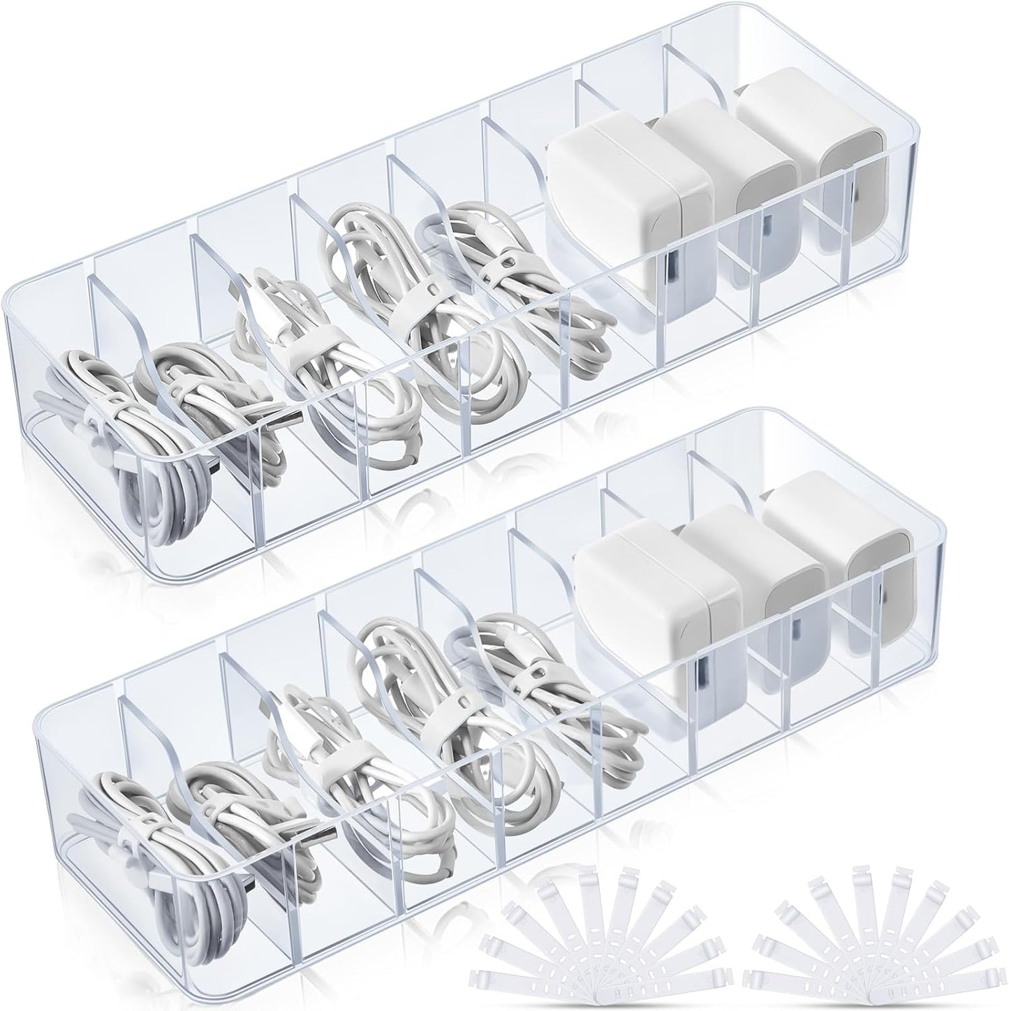 2 Pcs Cable Organizer with 20 Wire Ties