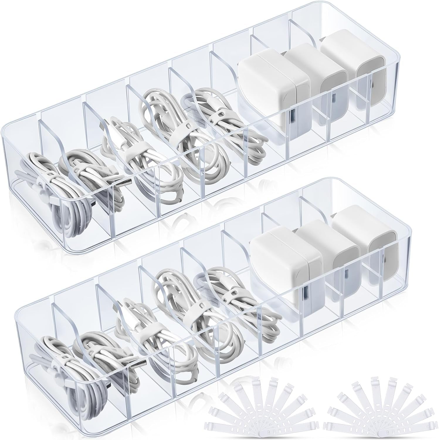 2 Pcs Cable Organizer with 20 Wire Ties