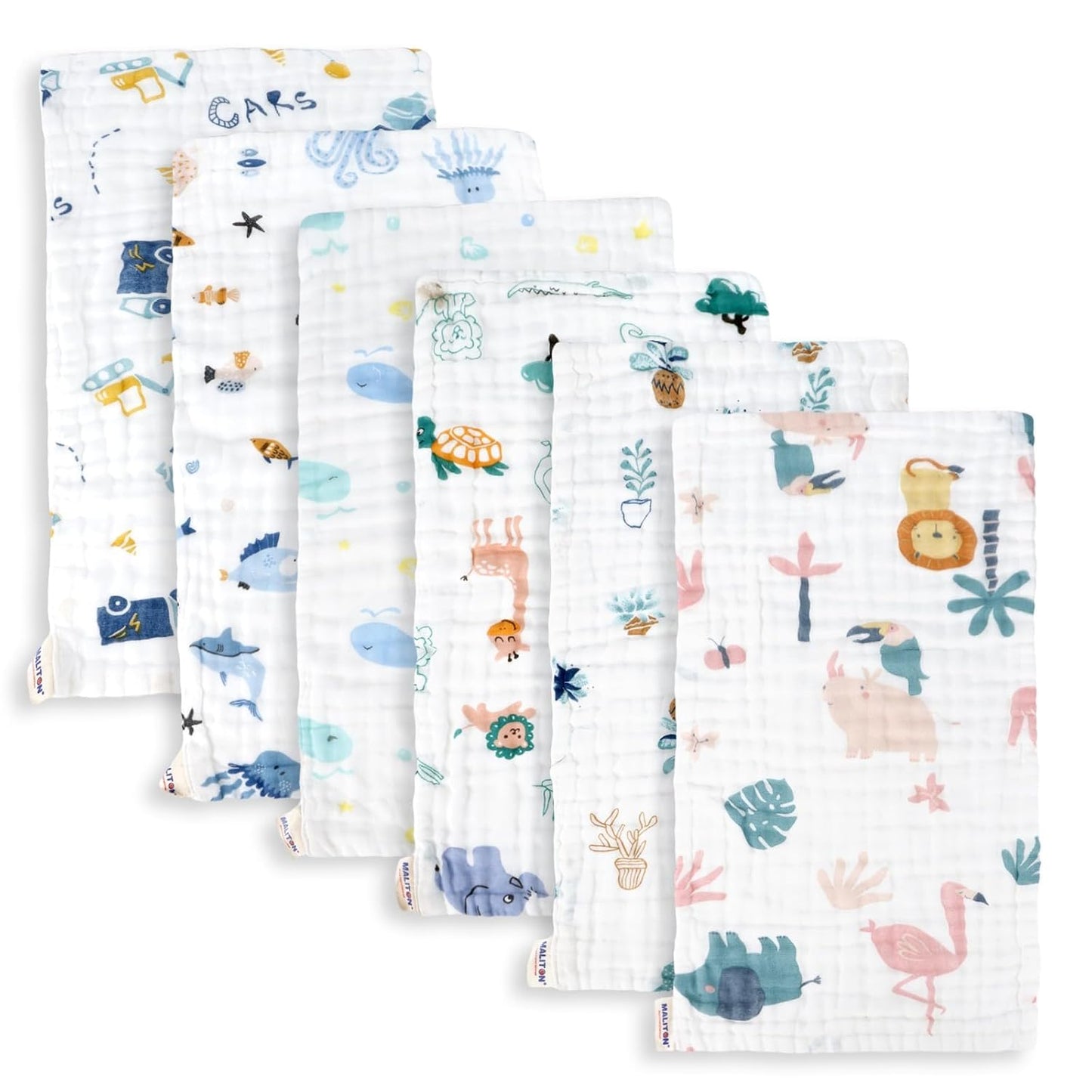 Muslin Baby Burp Cloths 6 Pack L20''X10'
