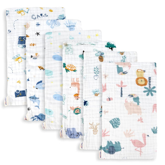 Muslin Baby Burp Cloths 6 Pack L20''X10'