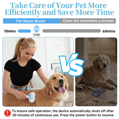 Pet Steam Brush for Dog & Cat - 3-In-1