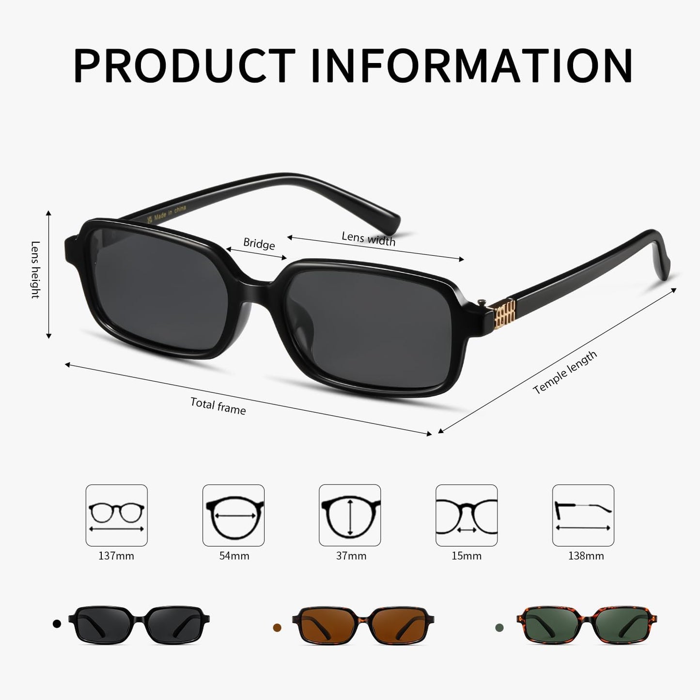 Polarized Narrow Rectangle Sunglasses