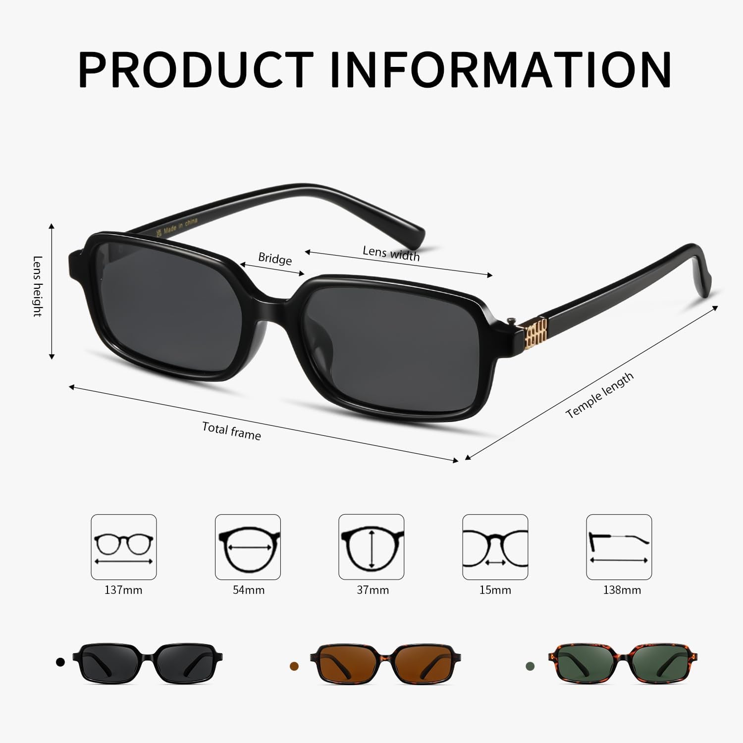 Polarized Narrow Rectangle Sunglasses