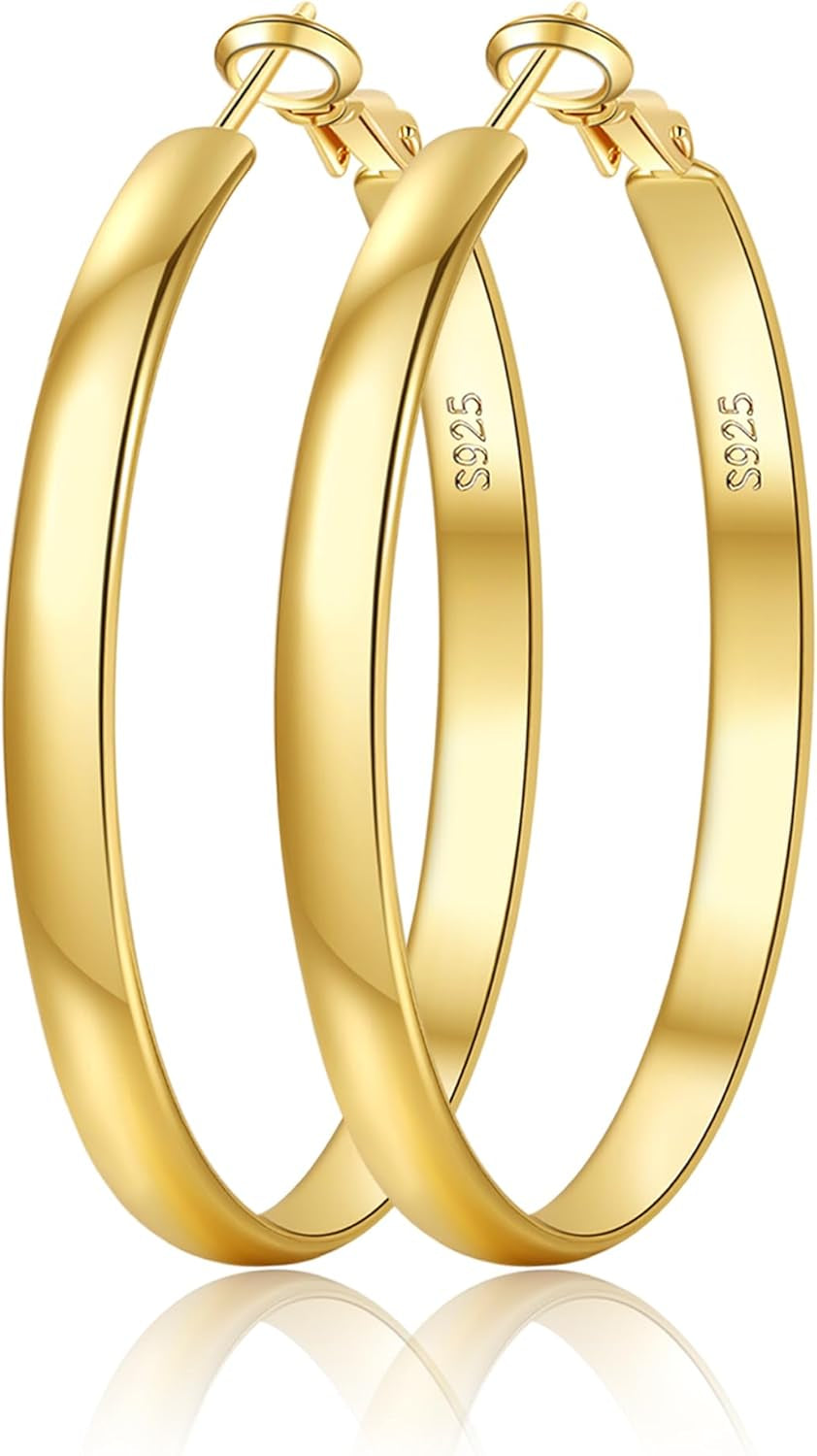 5Mm Wide Gold Hoop Earrings for Women