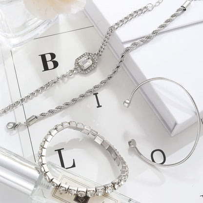 4 Pcs Dainty Gold Silver Bracelets Set