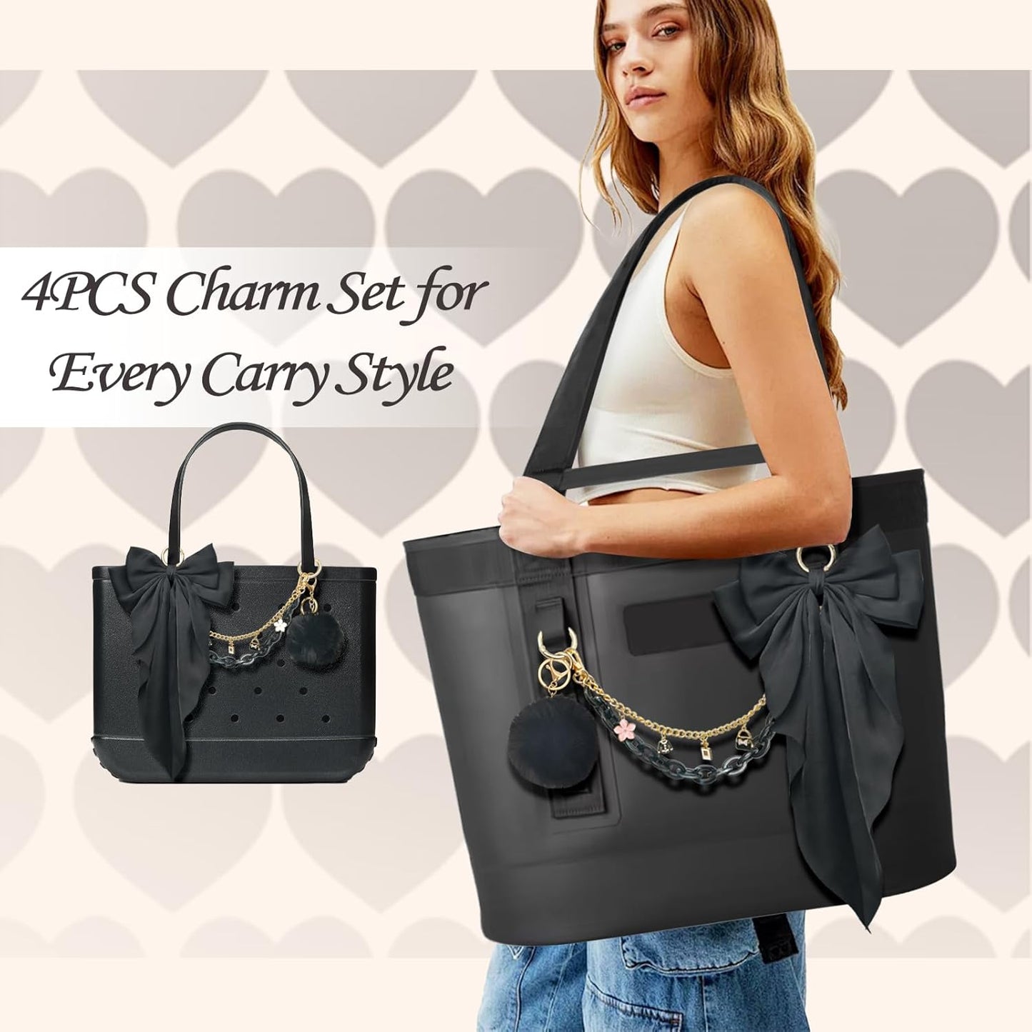 4PCS Tote Bag Decor Kit, Decorative 