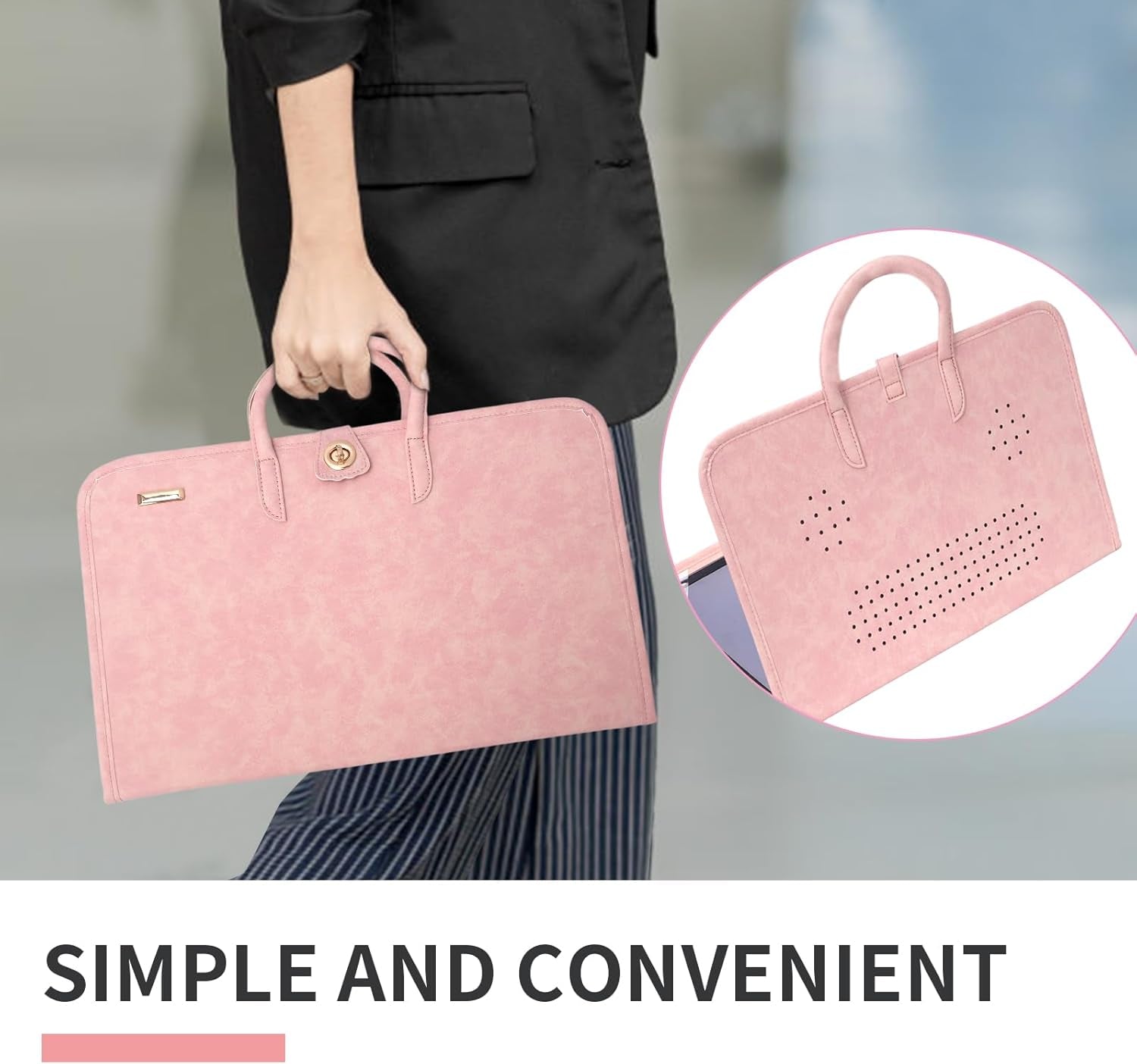 PU Laptop Sleeve Pink with Handle 
