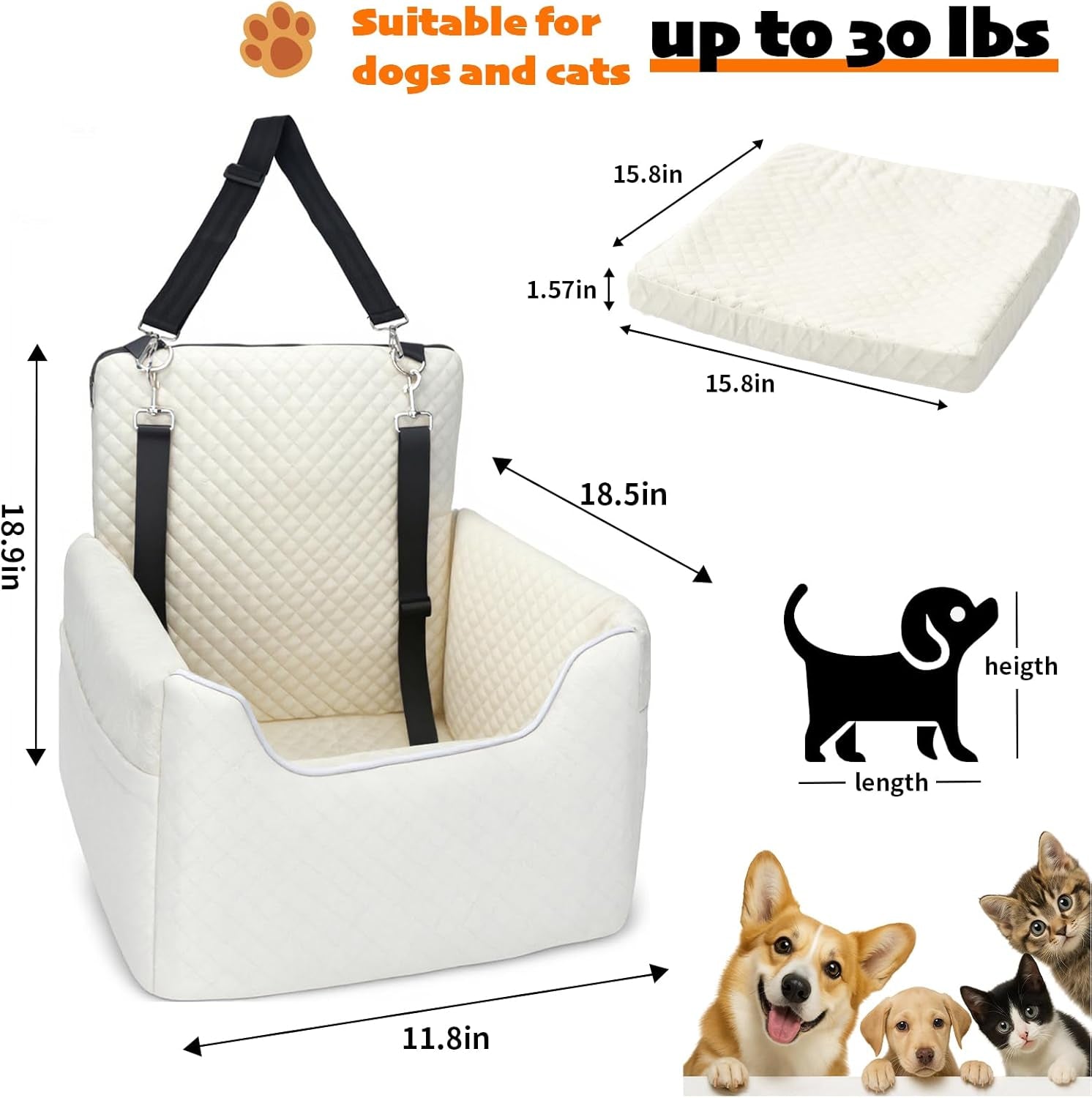 Dog Car Seat for Small/Medium Dogs under