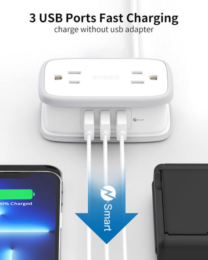 Travel Power Strip with USB 2 Pack